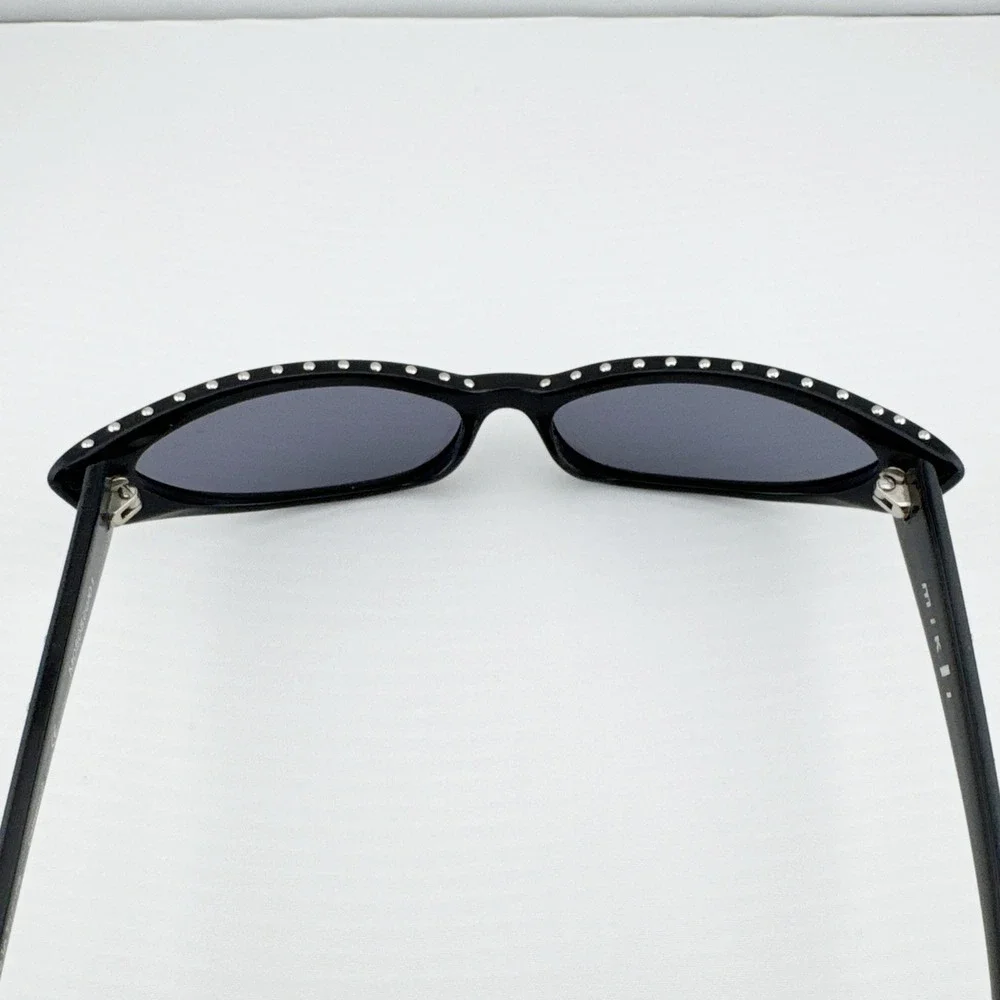 Alain Mikli Black Studded Slim‎ Oval Sunglasses Y2K Designer Eyewear